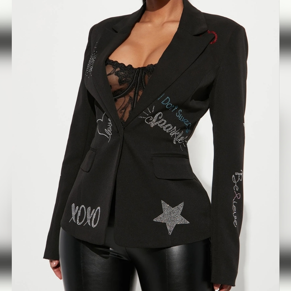 Rhinestone Designed Blazer